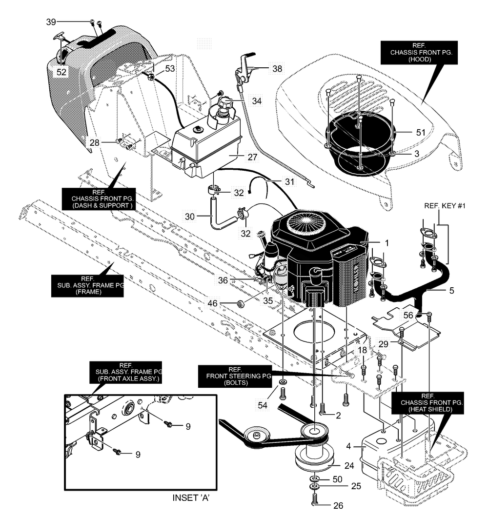 Engine And Control Assembly Diagram and Parts List for 465615X99A 2001 Briggs and Stratton Lawn Tractor
